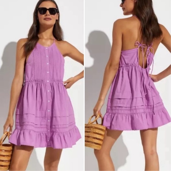 Free People Mini Dress Women’s Medium Desert Days Dramatic Orchid Halter S - Picture 2 of 10